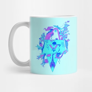 Blue Seven Cats In Paris Mug